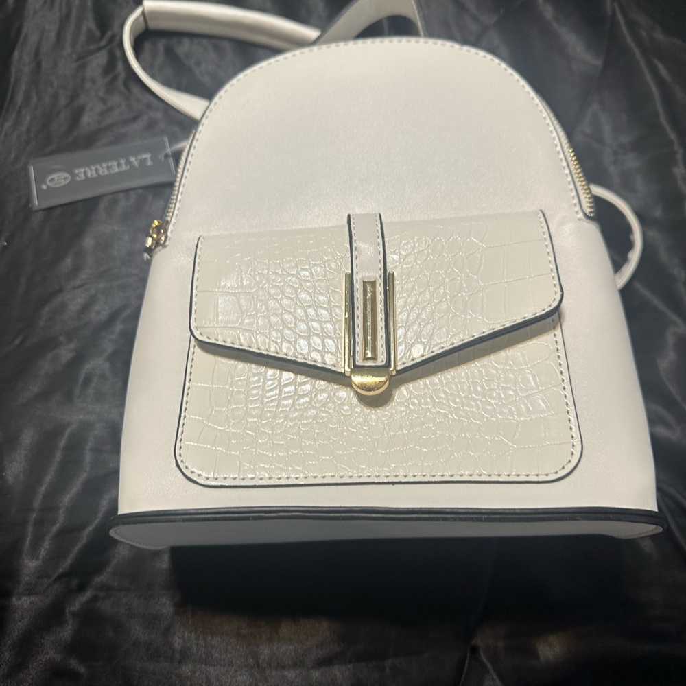 White leather backpack